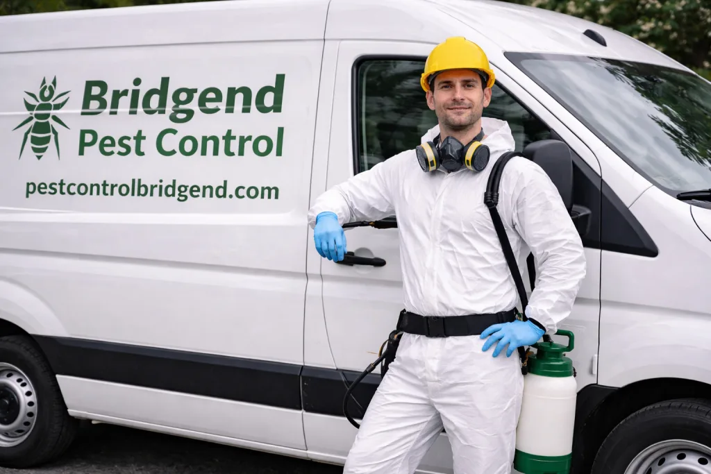 image of Bridgend pest control professional in action
