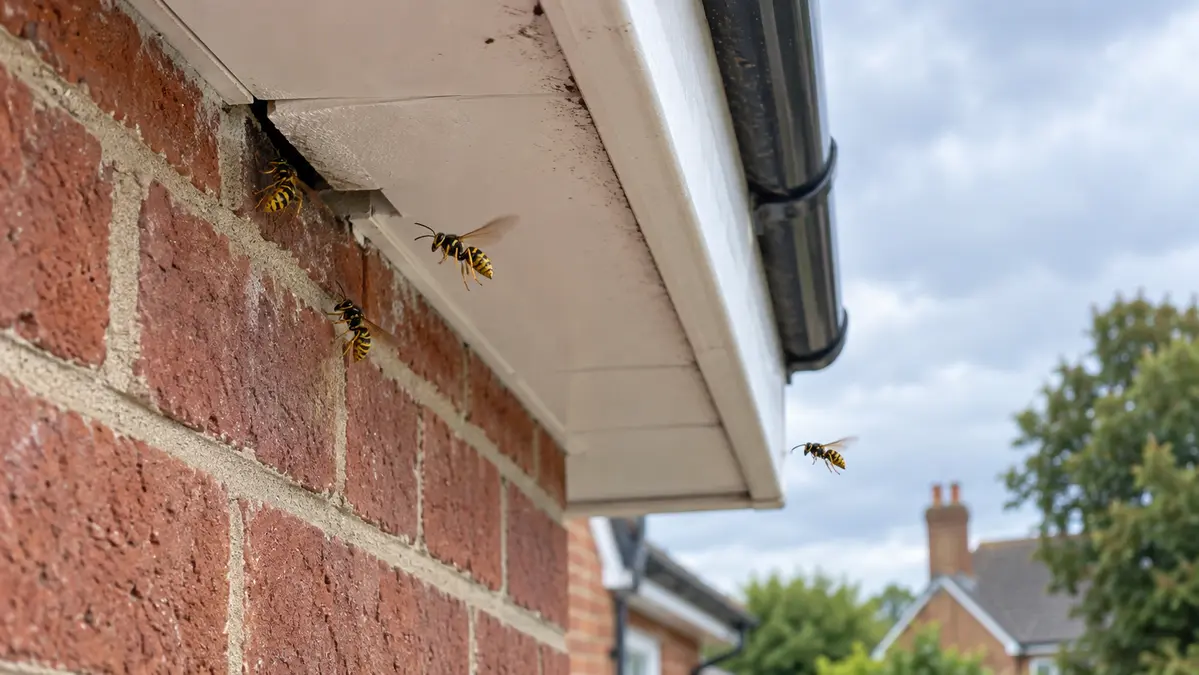 Why Do Wasps Keep Coming Back to the Same Spot? 1 wasps flying around the same opening beneath the eaves of a house